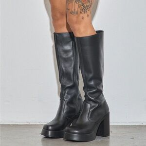ROC Nebraska Platform Leather Knee High Boots